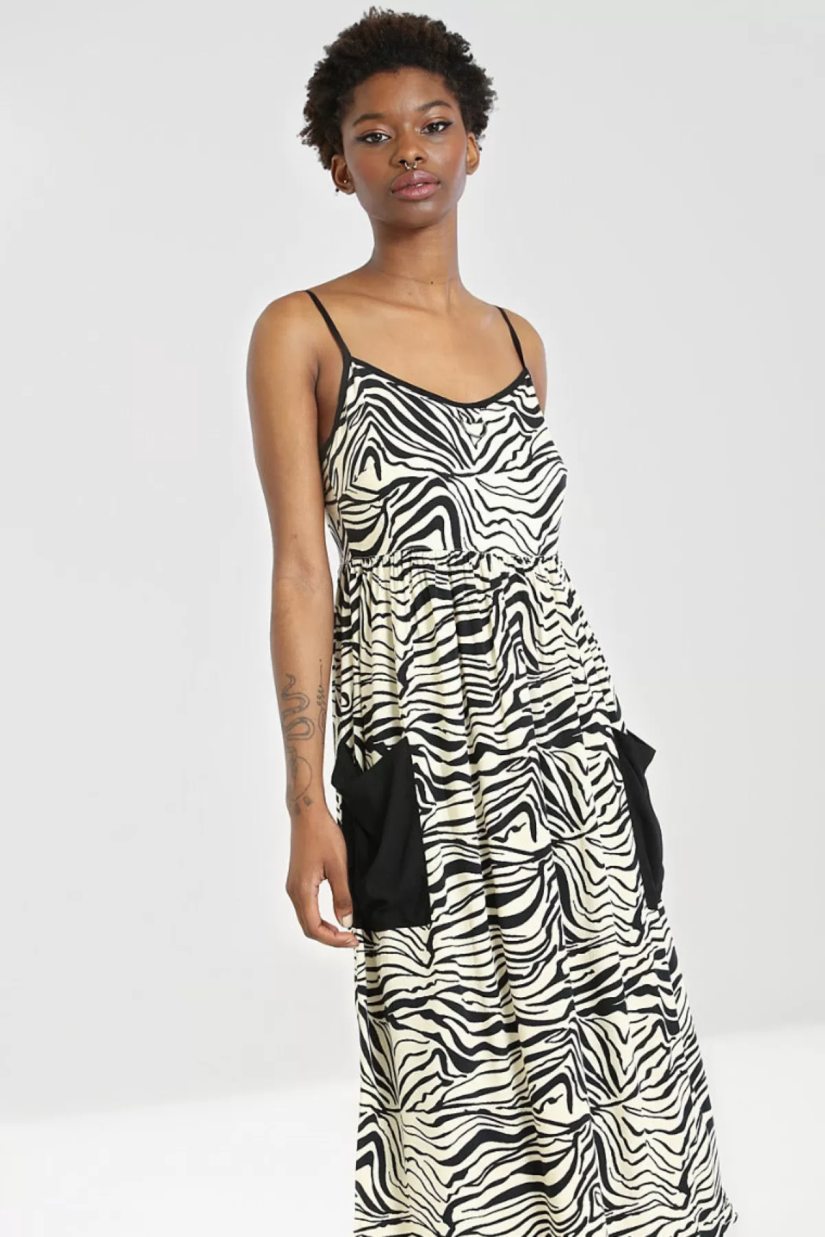 Maxi Dresses*Hell Bunny Zebra Maxi Dress Ivory