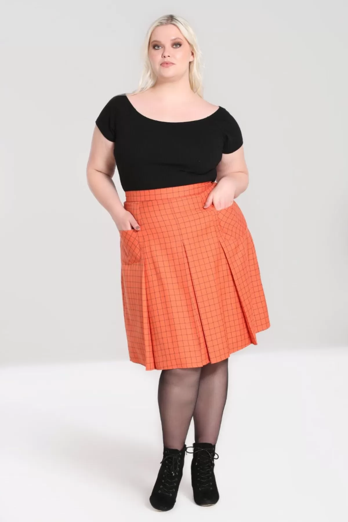 Knee Skirts*Hell Bunny Zora Skirt Orange